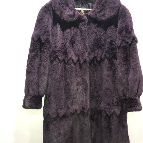 POLO NORTE DEEP PURPLE FULL LENGTH RABBIT FUR COAT - Picture 1 of 14